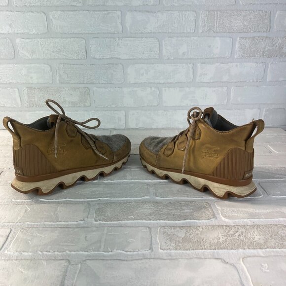 Sorel Kinetic Caribou Snow Boots Womens 7.5 Light Brown Leather Gray Waterproof - Picture 8 of 16